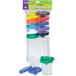 Creativity Street No-Spill Round Paint Cups With Colored Lids - Assorted - (PAC5100)