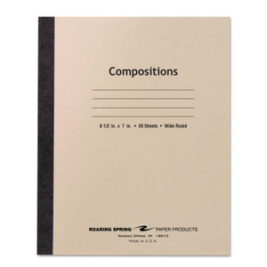 Roaring Spring Stitched Cover Composition Book, Wide/Legal Rule, Manila Cover, (20) 8.5 x 7 Sheets