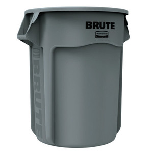 Newell Brands Brute Round Containers  55 Gal  Plastic  Gray (640-FG265500GRAY) View Product Image
