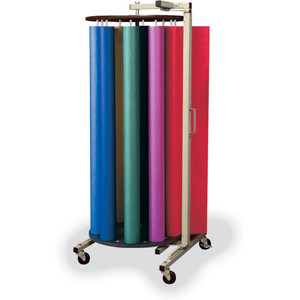 Pacon Rotary Art Roll Rack - 48" Roll Width Supported - Rotary, Mobile Unit, Powder Coated - Gray - Rubber