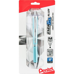 Pentel Gel Pen, Retract, Metal Tip, .7mm, 12/BX, Aqua Barrel/BK Ink (PENBL407LSBPA) View Product Image