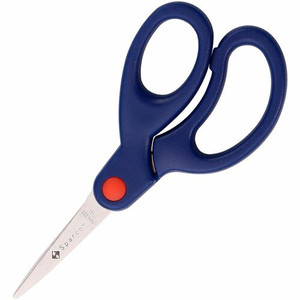 Sparco Bent Handle 5" Kids Scissors - 5" Overall Length - Stainless Steel - Pointed Tip - Blue