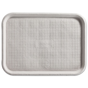 Chinet Savaday Molded Fiber Flat Food Tray, 1-Compartment, 16 x 12, White, Paper, 200/Carton (HUH20803CT) View Product Image