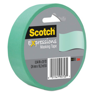 Scotch Expressions Masking Tape, 3" Core, 0.94" x 20 yds, Mint Green