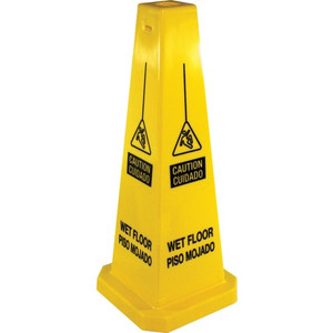 Genuine Joe Caution Safety Cone,Spanish/English,4-Sided,10"x10"x24",YW (GJO58880) View Product Image
