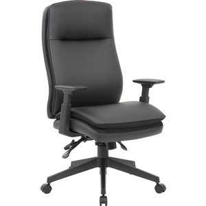 Lorell Soft High-back Executive Office Chair - Black Seat Color - Vinyl Seat Material - Black Back Color - Vinyl Back Material - Black Frame Color