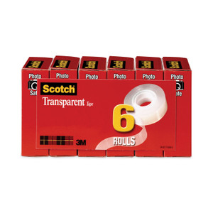 Scotch Transparent Tape, 1" Core, 0.75" x 36 yds, Transparent, 6/Pack (MMM6006PK) View Product Image