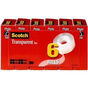 Scotch Transparent Tap - 3/4"W - 36 yd Length x 0.75" Width - 1" Core - Clear - Stain Resistant, Moisture Resistant, Long Lasting