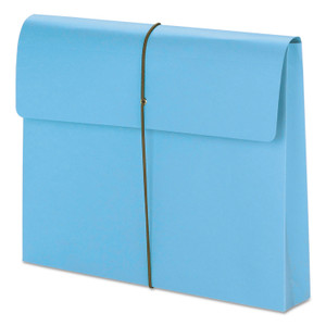 Smead Expanding Wallet with Elastic Cord, 2" Expansion, 1 Section, Elastic Cord Closure, Letter Size, Blue, 10/Box