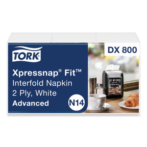 Tork Xpressnap Fit Interfold Dispenser Napkins, 2-Ply, 6.5 x 8.39, White, 120/Pack, 36 Packs/Carton (TRKDX800) View Product Image