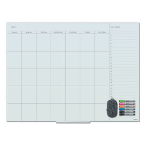 U Brands Floating Glass Dry Erase Undated One Month Calendar, 47 x 35, White (UBR3969U0001) View Product Image