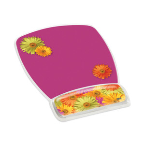 3M Fun Design Clear Gel Mouse Pad with Wrist Rest, 6.8 x 8.6, Daisy Design (MMMMW308DS) View Product Image