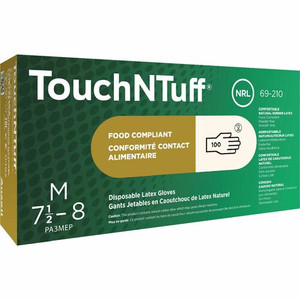Ansell TouchNTuff Disposable Gloves - 5 mil Thickness - Medium Size - White - Powdered, Comfortable - For Laboratory Application, Food