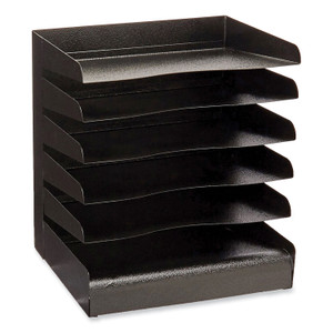 Safco Steel Six-Shelf Desk Tray Sorter, Six Sections, Letter Size Files, 12 x 9.5 x 13.5, Black