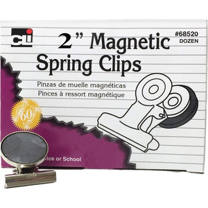 Charles Leonard, Inc Magnetic Spring Clips, 2", 12/BX, Chrome (LEO68520) View Product Image