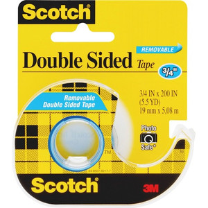 Scotch Double-Sided Photo-Safe Tape - 16.67 ft Length x 0.75" Width - 1" Core - Clear - Dispenser Included - Handheld Dispenser