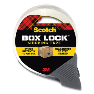 Scotch Box Lock Shipping Packaging Tape with Refillable Dispenser, 3" Core, 1.88" x 54.6 yds, Clear
