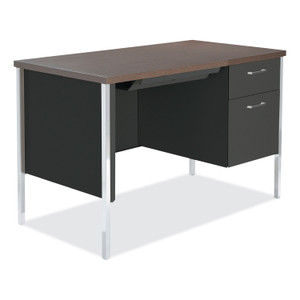 Alera Single Pedestal Steel Desk, 45.25" x 24" x 29.5", Mocha/Black (ALESD4524BM) View Product Image