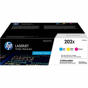 HP 202X (CF500XM) Original High Yield Laser Toner Cartridge - Multi-pack - Cyan, Magenta, Yellow - 3 / Carton