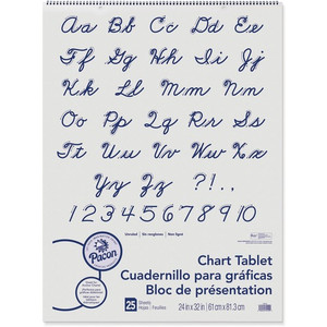 Pacon Unruled Chart Tablet - 25 Sheets - Plain - Spiral Bound - Unruled Front Ruling - 24" x 32" Sheet Size