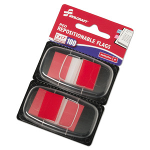 AbilityOne 7510013152019 SKILCRAFT Page Flags, 1 x 1.75, Red, 50 Flags/Dispenser, 2 Dispensers/Pack (NSN3152019) View Product Image