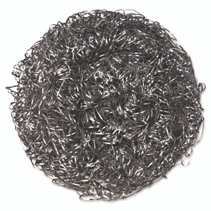 Kurly Kate Stainless Steel Scrubbers, Large, 4 x 4, Steel Gray, 12 Scrubbers/Pack, 6 Packs/Carton