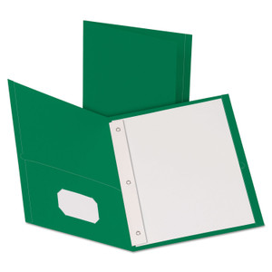 Oxford Twin-Pocket Folders with 3 Fasteners, 0.5" Capacity, 11 x 8.5, Green, 25/Box (OXF57756) View Product Image