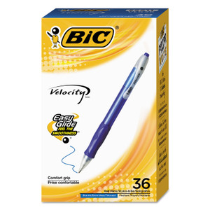 BIC Velocity Easy Glide Ballpoint Pen Value Pack, Retractable, Medium 1 mm, Blue Ink, Translucent Blue Barrel, 36/Pack (BICVLG361BE) View Product Image