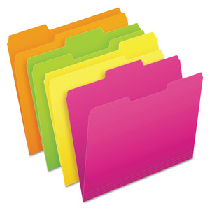 Pendaflex Glow File Folders, 1/3-Cut Tabs: Assorted, Letter Size, 0.75" Expansion, Assorted Colors, 24/Pack