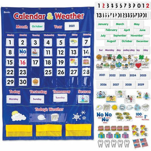 Learning Resources Calendar/Weather Pocket Chart - Theme/Subject: Learning - Skill Learning: Weather, Holiday, Day, Month, Celebration, Season, Week, Calendar - 3-6 Year