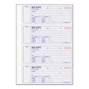 Rediform Receipt Book, Two-Part Carbonless, 7 x 2.75, 4 Forms/Sheet, 400 Forms Total (RED8L816) View Product Image