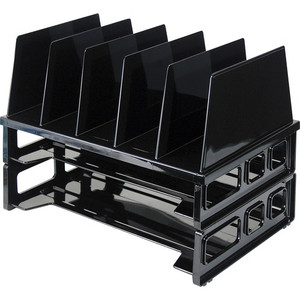 Officemate Sorter with Letter Trays - 5 Compartment(s) - 10.25" Height x 13.50" Width x 9.12" Depth - Desktop - Stackable - Black