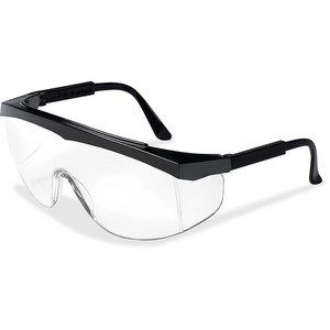 Crews Stratos Wraparound Design Glasses - Ultraviolet Protection - Clear Lens - Black Frame - Adjustable Temple, Comfortable, Lightweight, Scratch Resistant