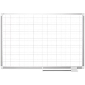 MasterVision 2" Grid Magnetic Gold Ultra Board Kit - 1" x 2" Block - White, Gold - Aluminum, Steel - 36" Height x 48" Width - Magnetic, Dry Erase Surface, Marker Tray