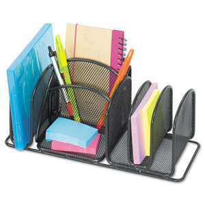 Safco Deluxe Organizer, 6 Compartments, Steel, 12.5 x 5.25 x 5.25, Black (SAF3251BL) View Product Image