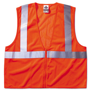 ergodyne GloWear 8210Z Class 2 Economy Vest, Polyester Mesh, Zipper Closure, Large to X-Large, Orange (EGO21045) View Product Image