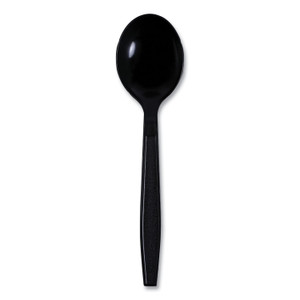 Boardwalk Heavyweight Wrapped Polypropylene Cutlery, Soup Spoon, Black, 1,000/Carton (BWKSSHWPPBIW) View Product Image