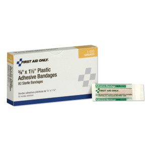First Aid Only SmartCompliance Plastic Bandage, 0.38 x 1.5, 80/Box (FAO1080) View Product Image