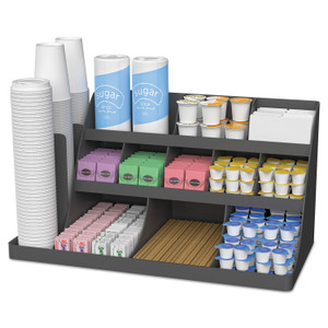 Mind Reader Extra Large Coffee Condiment and Accessory Organizer, 14 Compartment, 24 x 11.8 x 12.5, Black (EMSCOMORG02BLK) View Product Image
