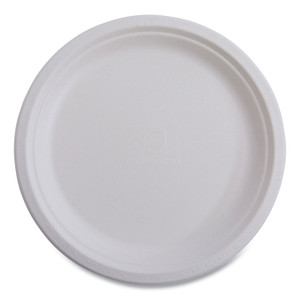 Eco-Products Vanguard Renewable and Compostable Sugarcane Plates, 6" dia, White, 1,000/Carton (ECOEPP016NFA) View Product Image