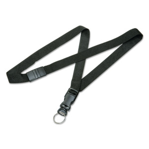 AbilityOne 8455016130196 SKILCRAFT Breakaway Lanyard, Plastic Key Ring Fastener, 36" Long, Nylon, Black, Dozen (NSN6130196) View Product Image