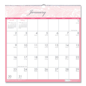 House of Doolittle Recycled Monthly Wall Calendar, Breast Cancer Awareness Artwork, 12 x 12, White/Pink/Gray Sheets, 12-Month (Jan-Dec): 2024 View Product Image