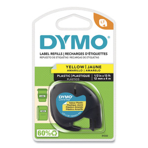 DYMO LetraTag Plastic Label Tape Cassette, 0.5" x 13 ft, Yellow (DYM91332) View Product Image