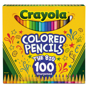 Crayola Long-Length Colored Pencil Set, 3.3 mm, 2B, Assorted Lead and Barrel Colors, 100/Pack