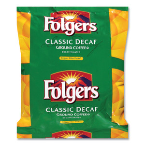 Folgers Coffee Filter Packs, Decaffeinated Classic Roast, 9/10oz, 10/Pack, 4 Packs/Carton