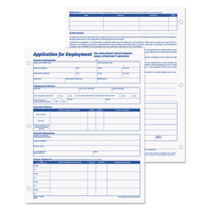 TOPS Employee Application Form, One-Part (No Copies), 11 x 8.38, 50 Forms/Pad, 2 Pads/Pack