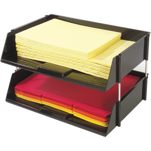 Deflecto Industrial Tray Side-Load Stacking Tray - 1500 x Sheet - 2 Tier(s) - 3.50" Height x 16.50" Width x 11.81" Depth - Black - Plastic