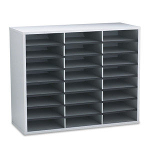 Fellowes Literature Organizer, 24 Letter Compartments, 29 x 11.88 x 23.44, Dove Gray