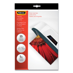 Fellowes Laminating Pouches, 5 mil, 4.5" x 6.25", Gloss Clear, 20/Pack (FEL52010) View Product Image