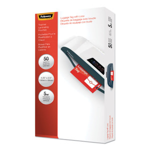 Fellowes Laminating Pouches, 5 mil, 4.25" x 2.5", Gloss Clear, 50/Pack (FEL52034) View Product Image